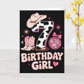 Birthday Girl 7 Cowgirl Party Outfit Fun Disco The カード (黄色い花)