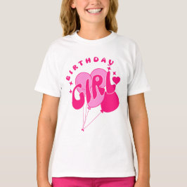 Birthday Girl Balloons & Heart T-Shirt -Cute Party Tシャツ