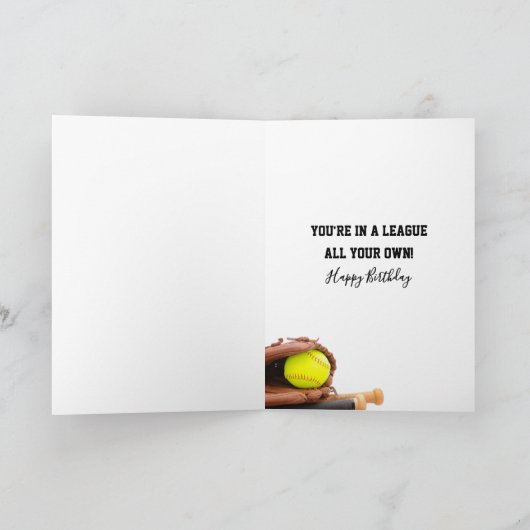 Birthday Girl Catching a Softball カード (内部)