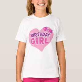 Birthday Girl Heart & Stars T-Shirt – Cute Sparkle Tシャツ