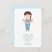 Birthday Girl in Overalls Brunette 招待状 (正面/裏面)