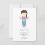 Birthday Girl in Overalls Brunette 招待状<br><div class="desc">Birthday Girl in Overalls Brunette
Celebrate your child’s birthday with this cute and spunky brunette little girl in overalls.  This theme is ideal for your little one’s birthday.   Design is completely customizable. Check out the coordinating stationery and gifts.</div>