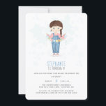 Birthday Girl in Overalls Brunette 招待状<br><div class="desc">Birthday Girl in Overalls Brunette
Celebrate your child’s birthday with this cute and spunky brunette little girl in overalls.  This theme is ideal for your little one’s birthday.   Design is completely customizable. Check out the coordinating stationery and gifts.</div>
