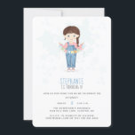 Birthday Girl in Overalls Brunette 招待状<br><div class="desc">Birthday Girl in Overalls Brunette
Celebrate your child’s birthday with this cute and spunky brunette little girl in overalls.  This theme is ideal for your little one’s birthday.   Design is completely customizable. Check out the coordinating stationery and gifts.</div>