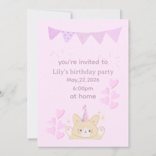 Birthday girl Invitation | customizable card 招待状 (正面)