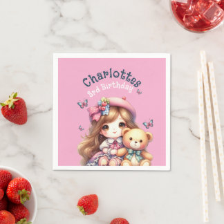 Birthday girl Personalized Paper Plate スタンダードカクテルナプキン