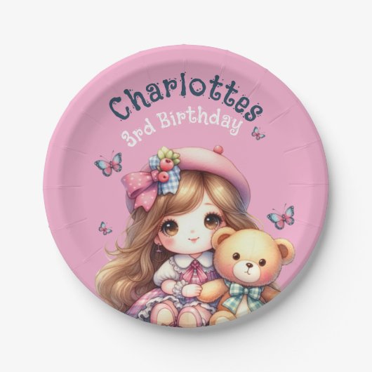 Birthday girl Personalized Paper Plate ペーパープレート (正面)
