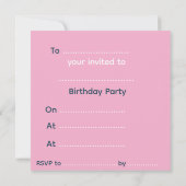 Birthday girl Personalized Paper Plate 招待状 (裏面)