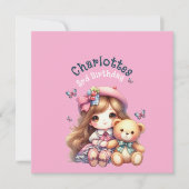 Birthday girl Personalized Paper Plate 招待状 (正面)