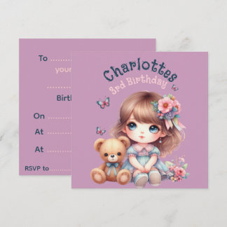 Birthday girl Personalized Paper Plate 招待状