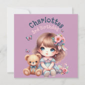 Birthday girl Personalized Paper Plate 招待状 (正面)