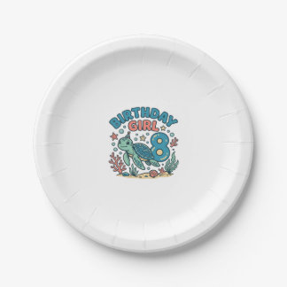 Birthday Girl Sea Turtle 8th Birthday Shirt Design ペーパープレート