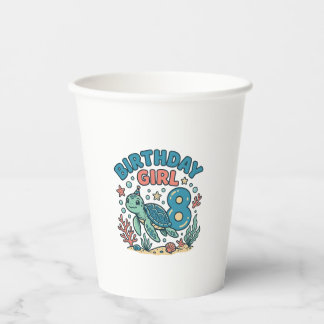 Birthday Girl Sea Turtle 8th Birthday Shirt Design 紙コップ
