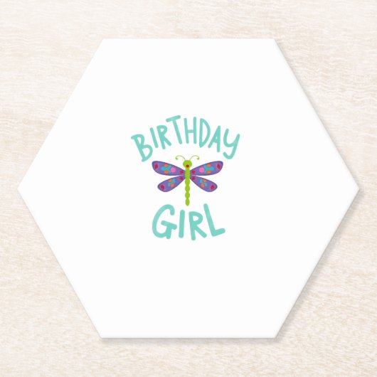 Birthday girl shirt Dragonfly birthday party tee s ペーパーコースター (正面)