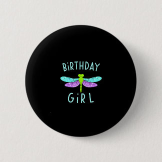 Birthday girl shirt Dragonfly birthday party tee s 缶バッジ