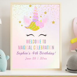 Birthday Girl Unicorn Magical Celebration ポスター