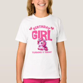 Birthday Girl Unicorn T-Shirt – Turning 5 Today Tシャツ