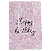 Birthday Girl with Fingers Forming a Heart ミディアムペーパーバッグ (裏面)