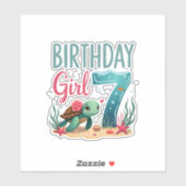 Birthday Girls 7th Sea Turtle 7 Year Old Ocean Aqu シール (シート)