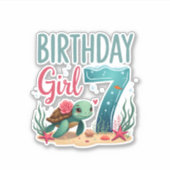 Birthday Girls 7th Sea Turtle 7 Year Old Ocean Aqu シール (正面)