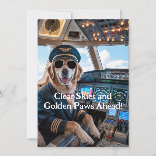 Birthday Golden Retriever Dog Pilot Funny  カード (正面)