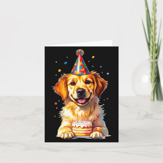 Birthday Golden Retriever, Party Dog カード (正面)