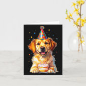 Birthday Golden Retriever, Party Dog カード (黄色い花)