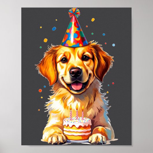Birthday Golden Retriever, Party Dog  ポスター (正面)