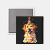 Birthday Golden Retriever, Party Dog  マグネット (正面/裏面)