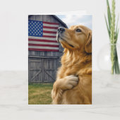 Birthday Golden Retriever Pledging Allegiance カード (正面)