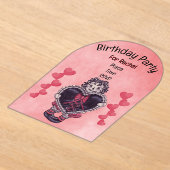 Birthday Gothic Rag Doll Black Heart Lace Pink アクリル招待状 (レイダウン)
