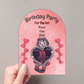 Birthday Gothic Rag Doll Black Heart Lace Pink アクリル招待状 (インサイチュ (ポータブル))