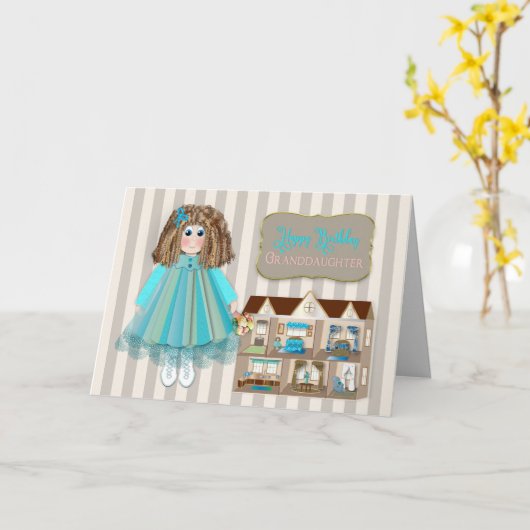 Birthday, Granddaughter,  Doll & Dollhouse カード (黄色い花)