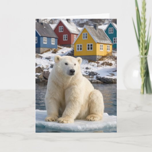 Birthday Greenland Polar Bear On an Ice Floe カード (正面)