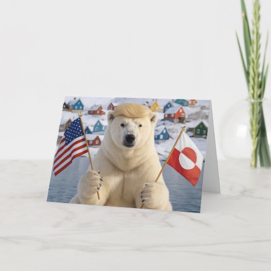Birthday Greenland Polar Bear With Trump Hairstyle カード (正面)