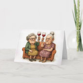 Birthday Grumpy Old Ladies With Red Wine カード (正面)