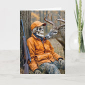 Birthday Halloween Hunter Skeleton With a Buck カード (正面)