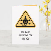 Birthday hazard caution sign punny birthday card カード (黄色い花)