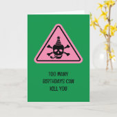 Birthday hazard caution sign punny birthday card カード (黄色い花)