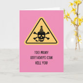 Birthday hazard caution sign punny birthday card カード (黄色い花)