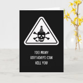 Birthday hazard caution sign punny birthday card カード (黄色い花)
