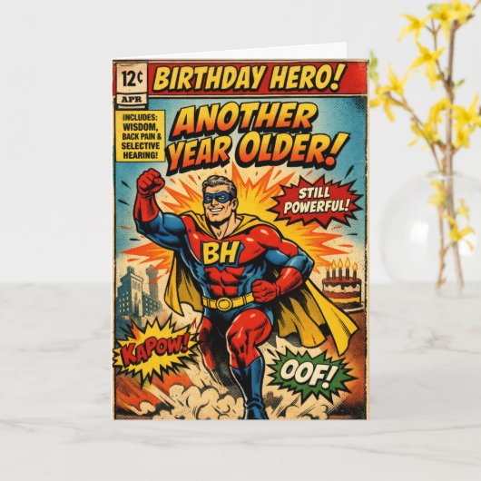 Birthday Hero - Comic Book カード (黄色い花)