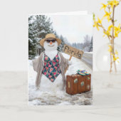 Birthday Hitchhiking Snow Woman with Florida Sign カード (黄色い花)