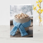 Birthday Hot Cocoa With Winter Scarf カード (黄色い花)
