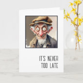 Birthday Humor Crazy Old Man  カード (黄色い花)