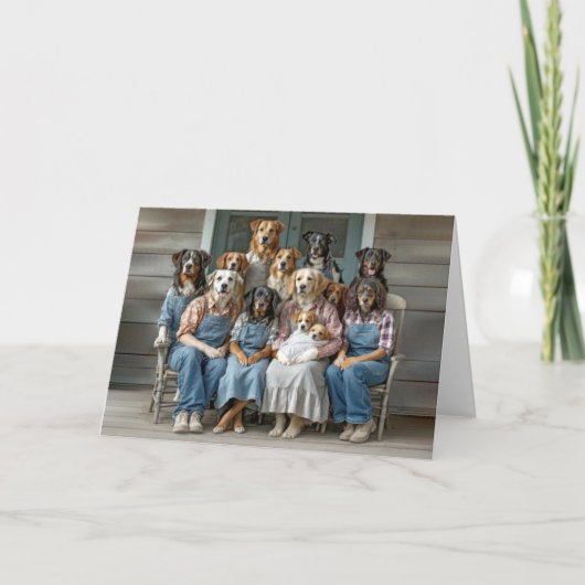Birthday Humor Dog Family Portrait カード (正面)
