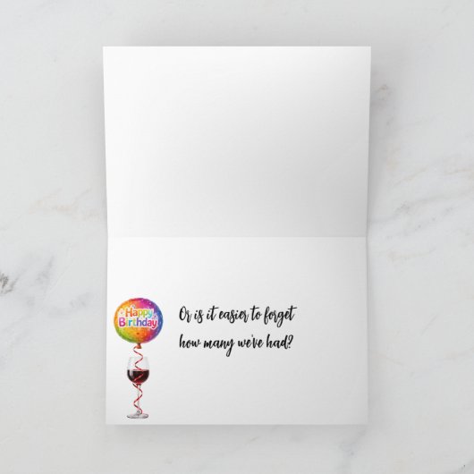 Birthday Humor Glamorous Old Lady With Wine カード (内部)