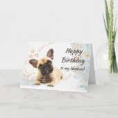  Birthday Husband Cute French Bulldog Dog Pet カード (正面)