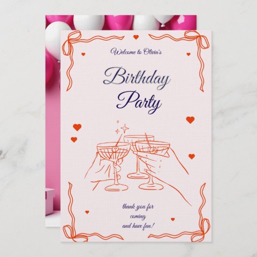 Birthday invitation 招待状 (正面/裏面)