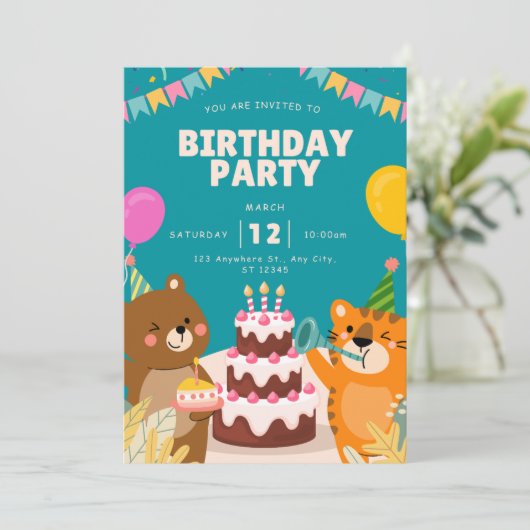 birthday invitation  招待状 (スタンド正面)